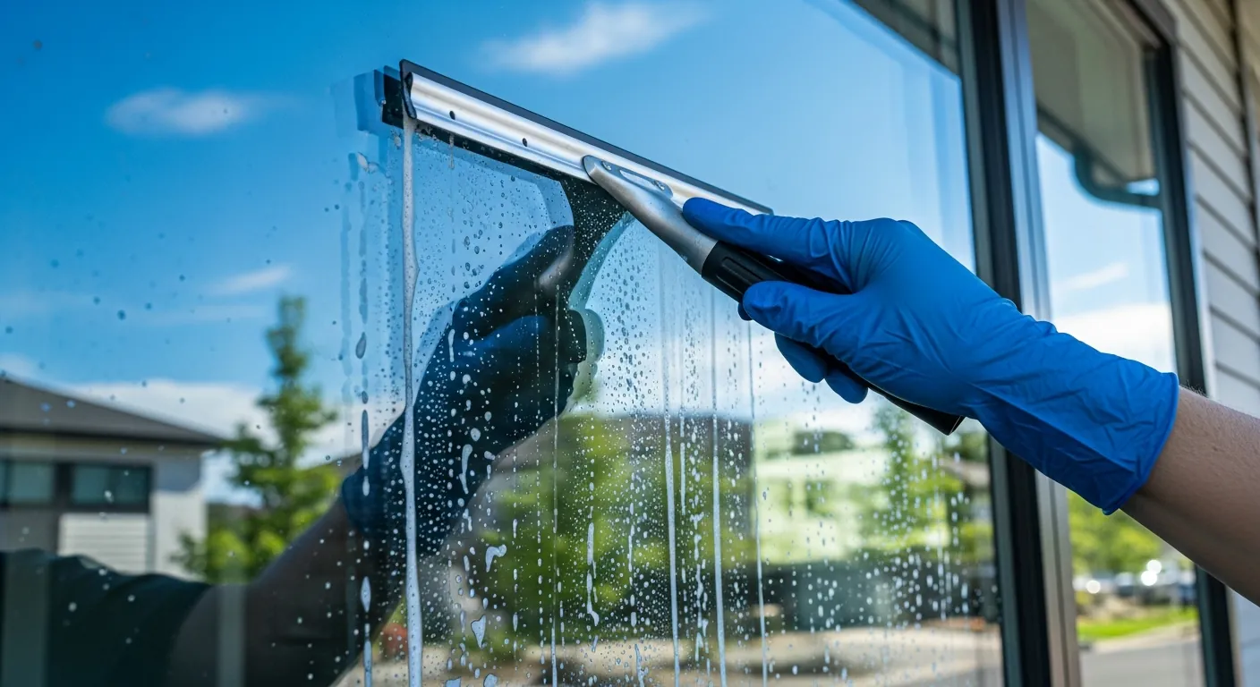 A crystal-clear clean residential window